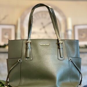 Michael Kors Voyager Travel Shoulder Tote in Moss Green